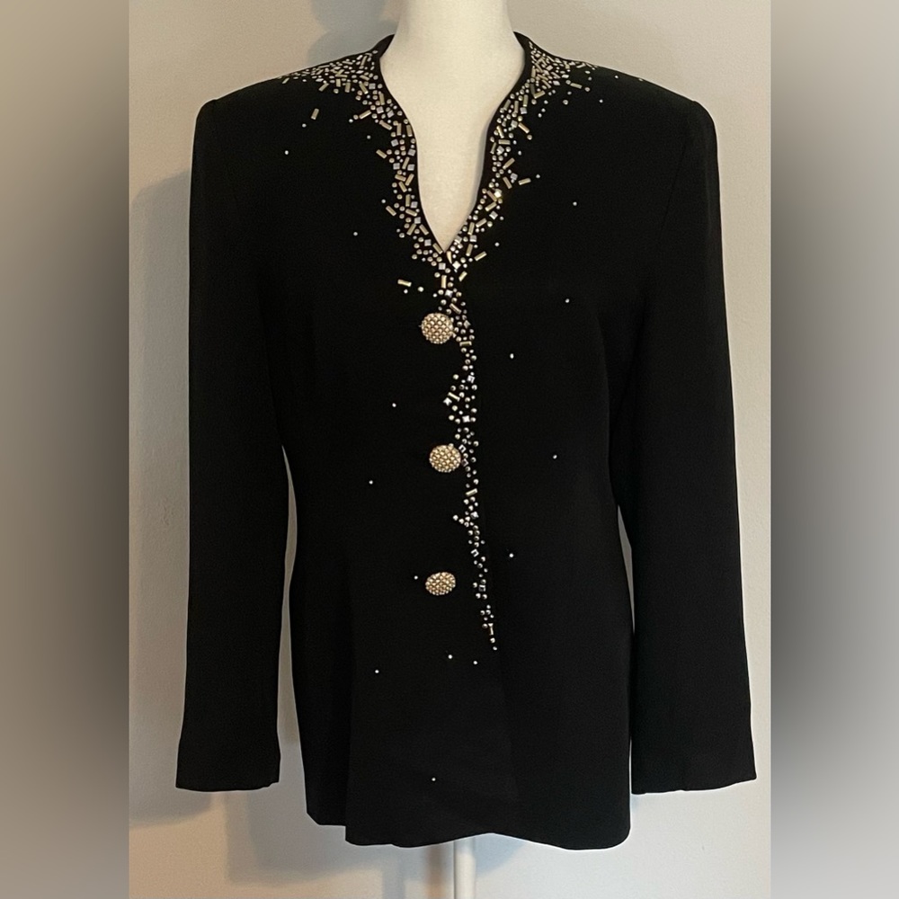 The Icing, black jacket, size L, rayon/acetate